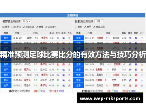 精准预测足球比赛比分的有效方法与技巧分析